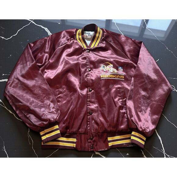 Vintage Washington Redskins NFL Chalk Line Bomber Jacket Men’s Large With Flaws - Picture 1 of 5